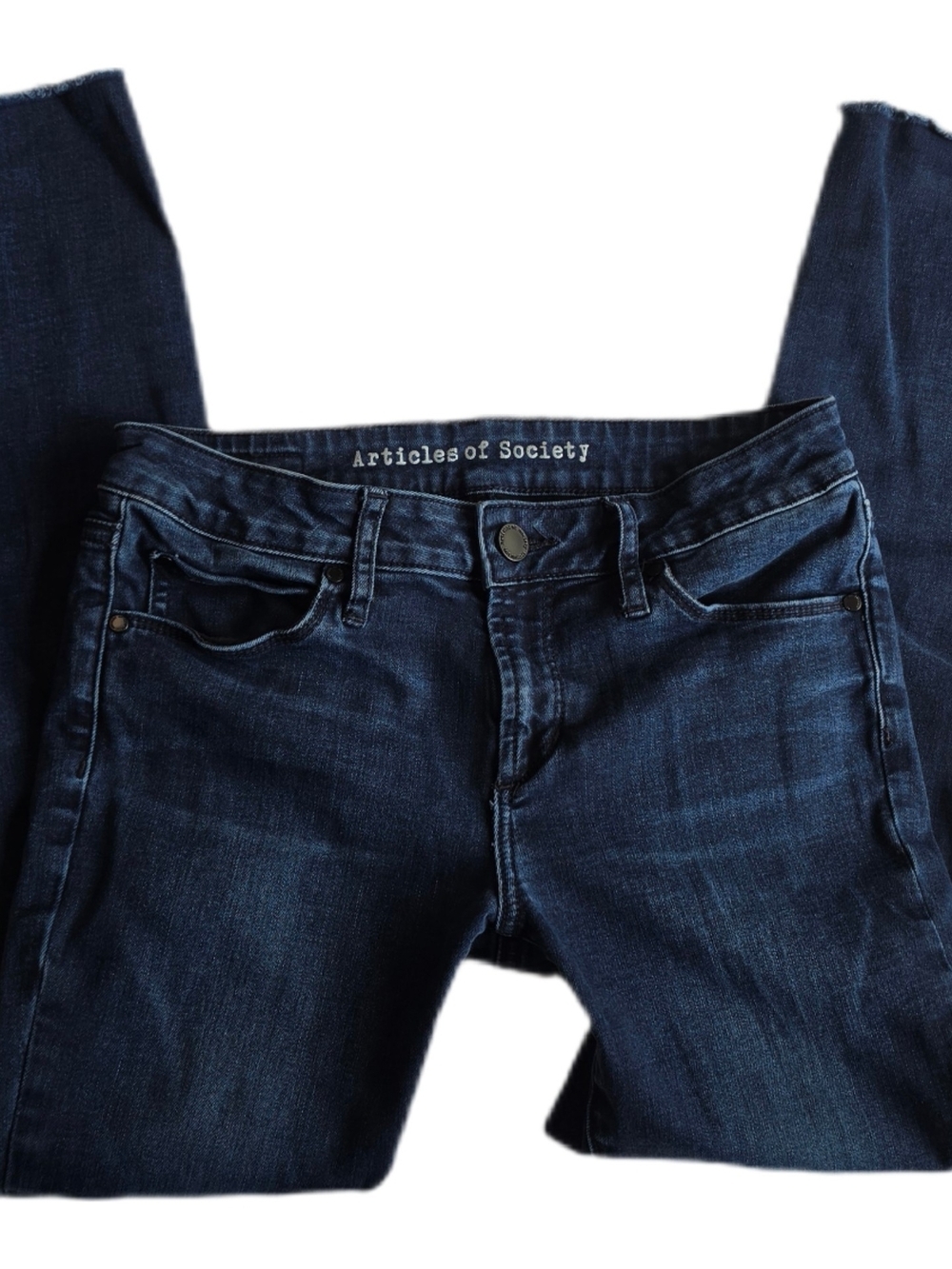 Articles of Society Womens Jeans Size 26 Dark Wash Skinny Stretch Raw Hem Denim